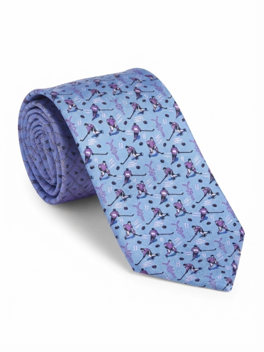 Vineyard Vines NHL Hockey Fights Cancer Blue Silk Novelty Tie